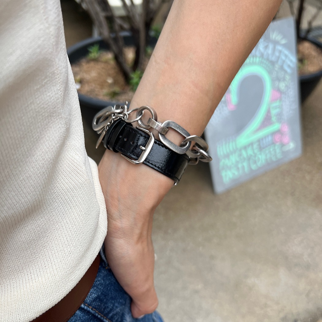 Glass watch strap [Bright Black]