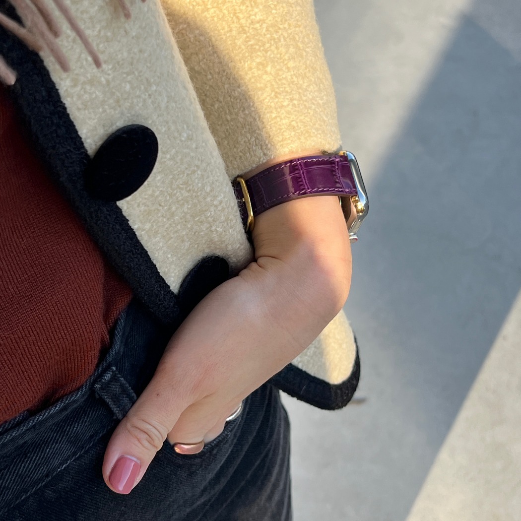 Bright croco  watch strap [Purple]